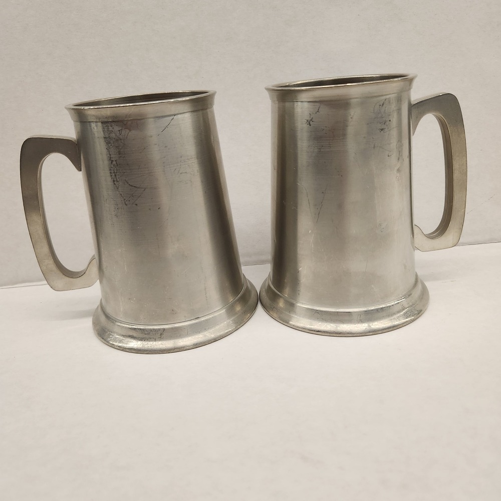 Set of 2 Selmark Pewter Tankards Barware Mugs Vintage Drinkware "glass"‎ bottom